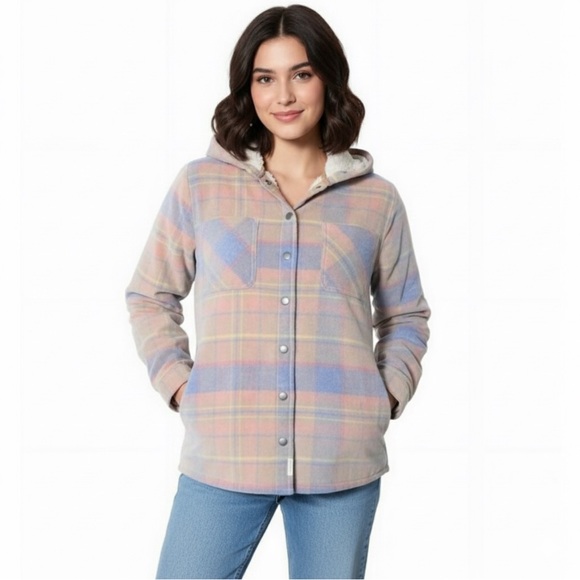 Soho Threads Pastel Corduroy Hooded Shirt Jacket Shacket Size Large - Picture 5 of 12